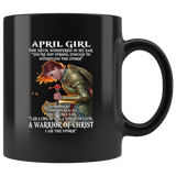 April Girl The Devil Whispered In My Ear Child of God Woman Faith Warrior Christ I'm Storm Birthday Gift Black Coffee Mug