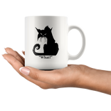 Black cat angry what white coffee mug