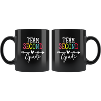 Team second grade back to school black coffee mug