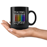 Teaching with flair black coffee mug