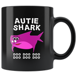 Auntie shark doo doo doo, funny black gift coffee mug for aunt