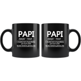 Papi Another Term of Grandfather Just Much Cooler, Funny Grandpa Dad Fathers Day Gift Black Coffee Mug