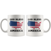 God Bless America Flag White Coffee Mug Mugs