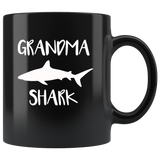 Grandma shark gift black coffee mug