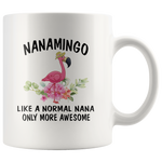 Nanamingo like a normal nana but more awesome flamingo mother's day gift black coffee mug