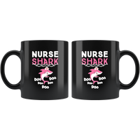 Nurse shark doo black gift coffee mugs, gift for nurse