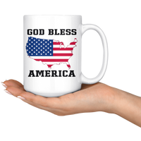 God Bless America Flag White Coffee Mug Mugs