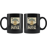 UFO we came for pizza black coffee mug