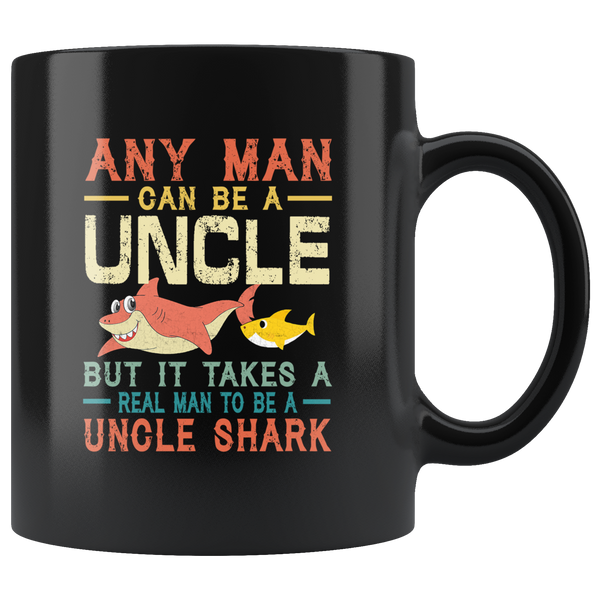Vintage real man to be a uncle shark, gift black coffee mugs for uncle