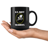 US Navy Seabees Black Coffee Mug