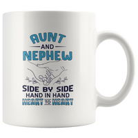 Aunt and nephew side by side hand in hand heart to heart white coffee mug