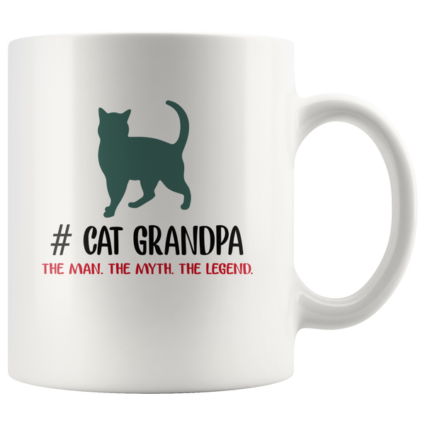 Cat grandpa the man the myth the legend, white gift coffee mugs for grandpa