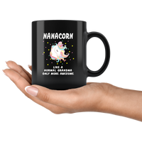 Nanacorn like a normal grandma only more awesome black coffee mug