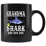 Grandma shark doo doo doo, mother's day black gift coffee mug