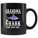 Grandma shark doo doo doo, mother's day black gift coffee mug