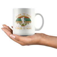 Born to hike forced to work vintage camping white gift coffee mugs for women