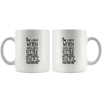 One Lucky Witch With Great Little Monsters And A Handsome Devil White Coffee Mug