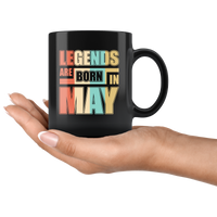 Legends are born in may vintage birthday gift black coffee mug