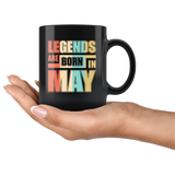 Legends are born in may vintage birthday gift black coffee mug