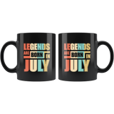 Legends are born in july vintage birthday gift black coffee mug