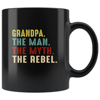 Grandpa the man myth rebel father's gift black coffee mug