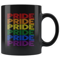 National Pride LGBT Rainbow Gay Equality Black Coffee Mug