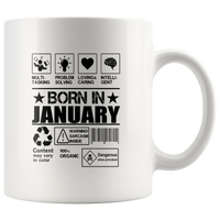 Born in January Multi-Tasking Problem Solving Loving Caring Intelligent Birthday Gift White coffee mug