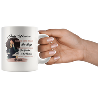 July Woman Knows More Than She Says Thinks Speaks Notices You Realize Black Girl Born In July Birthday Gift White Coffee Mug
