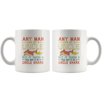 Vintage real man to be a uncle shark, gift white coffee mug for uncle