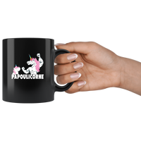 LGBT Unicorn dad and daughter papoulicorne black coffee mug