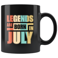 Legends are born in july vintage birthday gift black coffee mug