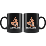 Father and son baseball players for life black coffee mug