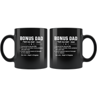 Bonus dad connected by love DNA, hero, friend, protector black coffee mug