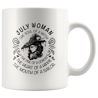 July Woman The Soul Of A Witch The Fire Lioness The Heart Hippie The Mouth Sailor gift white coffee mug
