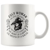 July Woman The Soul Of A Witch The Fire Lioness The Heart Hippie The Mouth Sailor gift white coffee mug