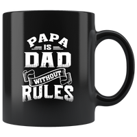 Papa is dad without rules father's day gift black coffee mug