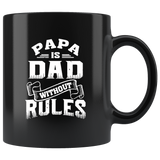 Papa is dad without rules father's day gift black coffee mug