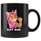 Cat mom strong mother's day gift black coffee mug