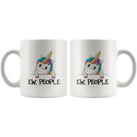 Ew people funny unicorn white coffee mug