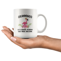 Grammingo like a normal grandma but more awesome flamingo white coffee mug