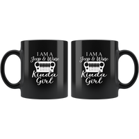 I am a jeep and wine kinda girl black coffee mug