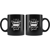 I am a jeep and wine kinda girl black coffee mug