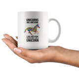 Unicorns are awesome i am awesome therefore i am a unicorn colorful white coffee mug