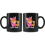 Cat mom strong mother's day gift black coffee mug