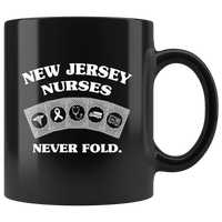 New Jersey Nurses Never Fold Play Cards Black Coffee Mug