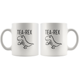 Tea-Rex T-Rex drinking tea white coffee mug