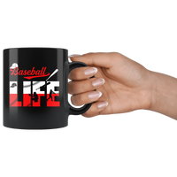 Baseball life love softball black coffee mug