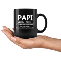 Definition Papi Amother Term of Grandfather Just Much Cooler, Funny Grandpa Dad Fathers Day Gift Black Coffee Mug
