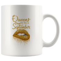 Queens are born in September birthday gift white coffee mug