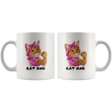 Cat mom strong mother's day gift white coffee mug
